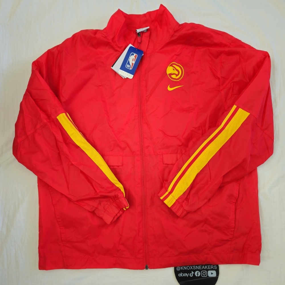 Nike Atlanta Hawks Team Issued Red Full Zip Jacket DZ6275 657 Men's Size XLarge